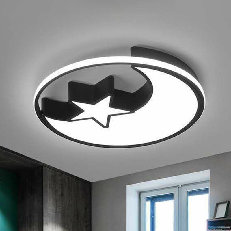 Modern Style Geometric Flush Light Metal Living Room LED Flush Ceiling Light Fixture in Black