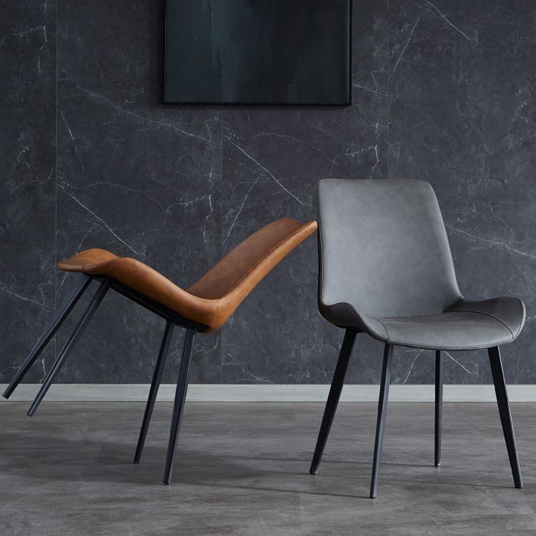 Contemporary Metal Dining Room Chairs Leather Dining Armless Chairs for Indoor Use