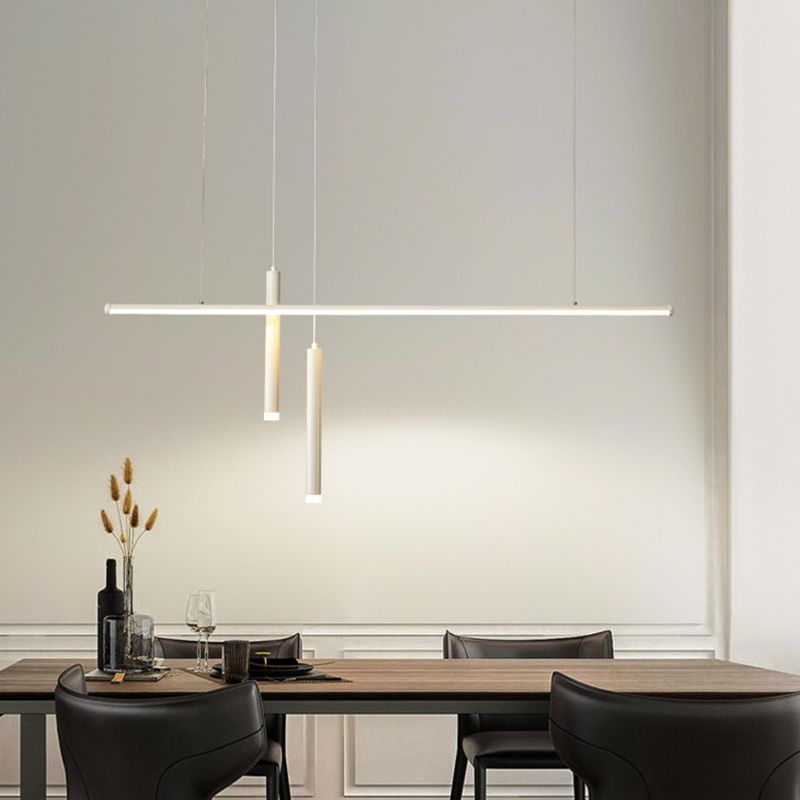 Lampade dell'isola lineare moderna lampade a piedi a 3 luci con tonalità acrilica bianca