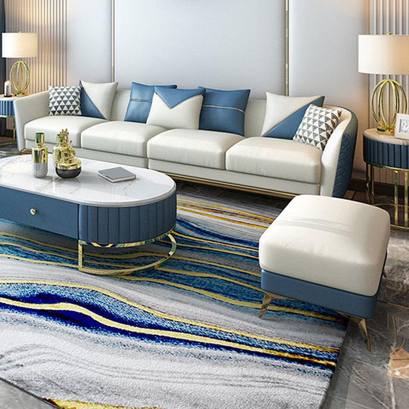 Leather Tuxedo Arm Sectional Sofa 29.53"High Modern Cushion Back Sofa