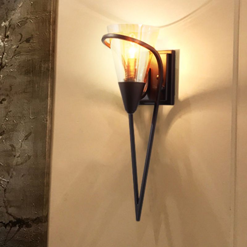 1 Light Cone Wall Mounted Light Fixture Industrial Style Glass Wall Lighting Ideas Lights