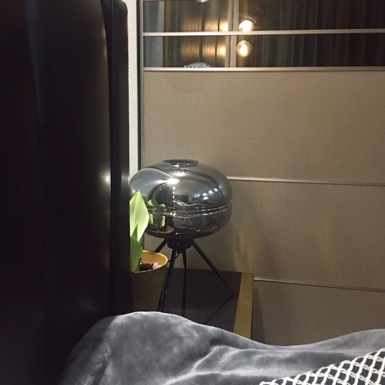 Black Drum Indoor Table Lamp in Modern Creative Style Wrought Iron Table Light with Glass Shade
