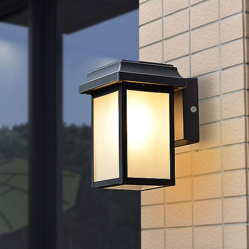 Modern Aluminum Wall Light Black Box Shape Wall Sconce with Glass for Patio