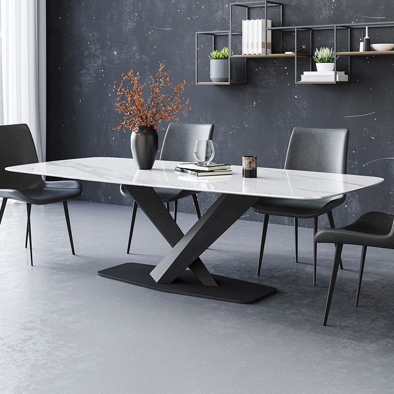 Mesa de comedor rectangular colección de comedor de piedra contemporánea con pedestal