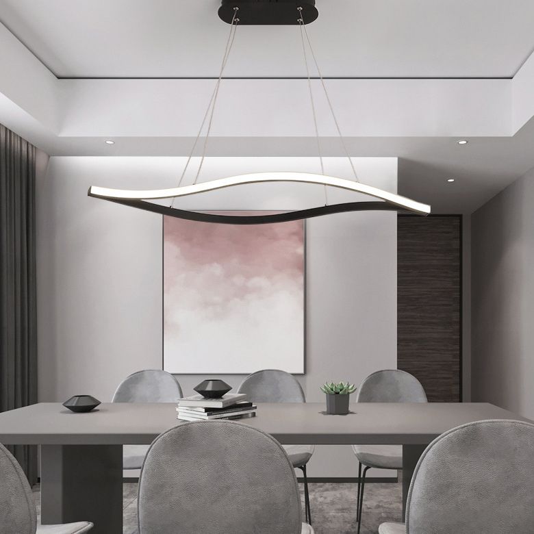 Minimalist Leaf Shaped Island Lamp Acrylic Dining Room LED Hanging Light Fixture