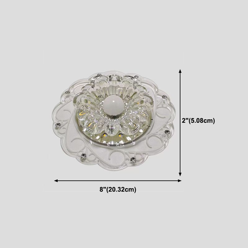 Plafonnier moderne en forme de fleur, plafonnier à 2 lumières en cristal avec trou de 2 à 3.5 pouces de diamètre