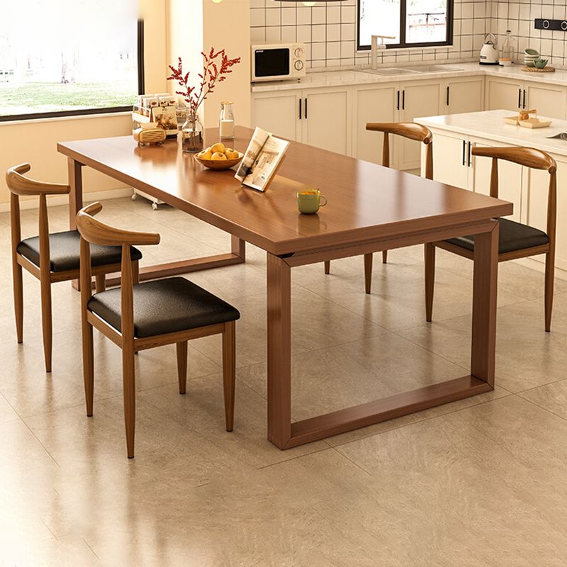 Modern Rectangular Wood Dining Table with Solid Wood Legs for Living Room