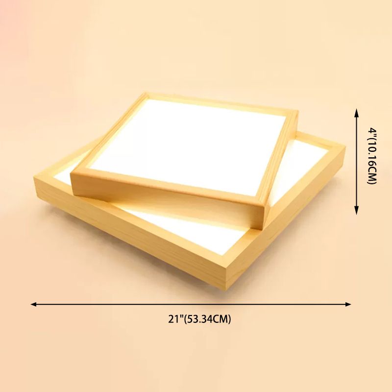 Lampada da soffitto in acrilico nordico a LED da incasso quadrato in legno per sala da pranzo