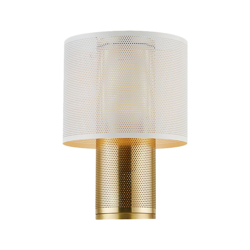 Simplicidad Dual Cilindro Mesa de noche Light Metal 1 Bulbo Lámpara de noche de noche en negro/blanco