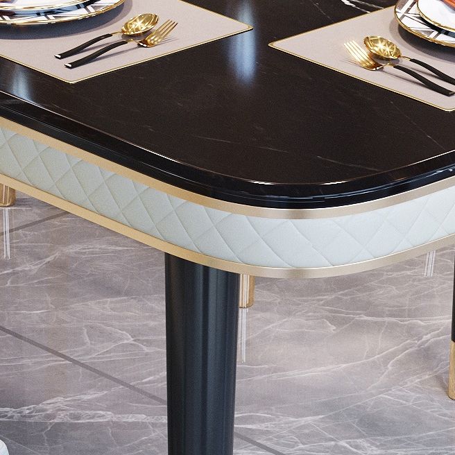 Glossy Black Dining Table Set 1/2/5/7 Pieces Metal Dinette Set with Faux Leather Chairs