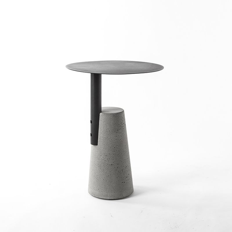 Iron Top End Side Table Concrete Pedestal Sofa Side Accent Table