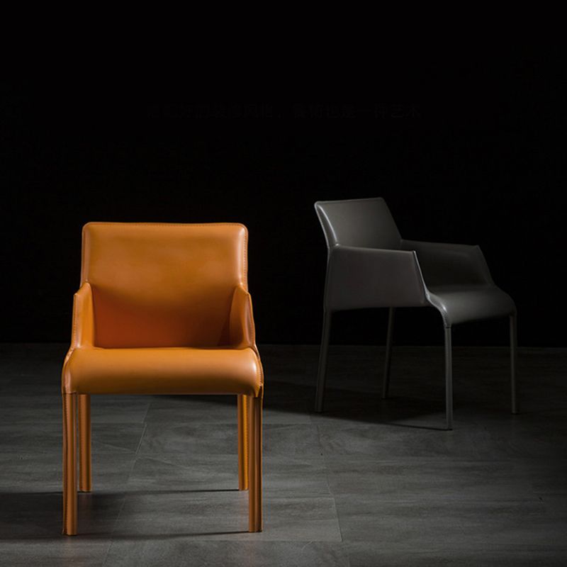 Contemporary Arm Chair Solid Back Dining Room Chair for Kitchen