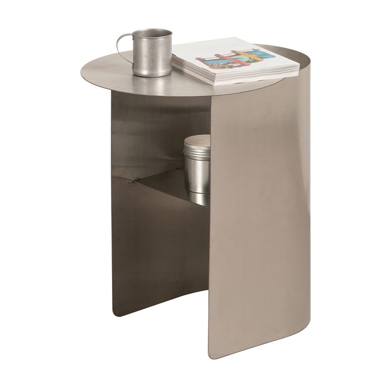 Contemporary Sofa Side Accent Table Metal with Storage Living Room Abstract