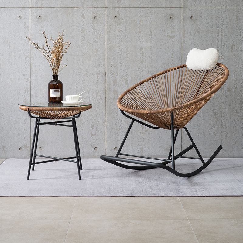 Reclining Spindle Rocking Accent Chair Contemporary Rocker Chair for Outdoor