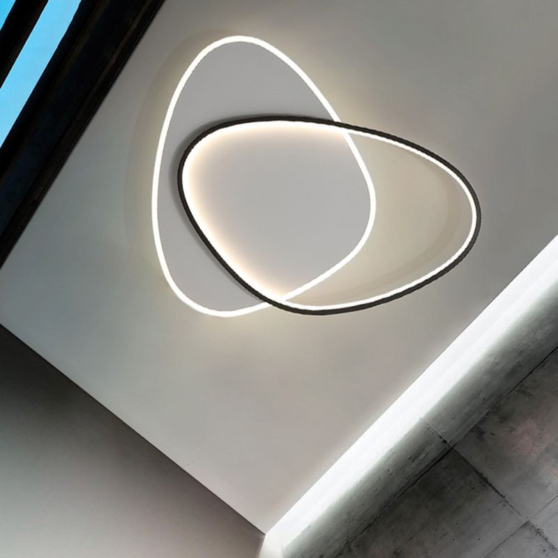 Plafonnier LED en aluminium dans un style créatif moderne, Noir et blanc acrylique oblong encastré