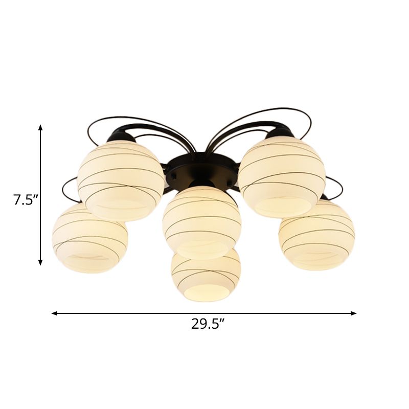3/6/9 Lights Orb Flush Mount Lamp Traditional White Glass Flush Ceiling Light for Living Room