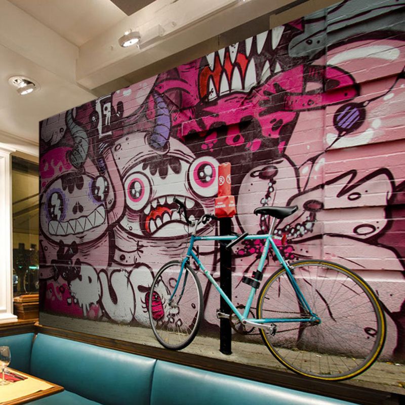 Extra Large Novelty Wall Decor Pink and Purple Street Graffiti Wall Mural, Custom-Printed