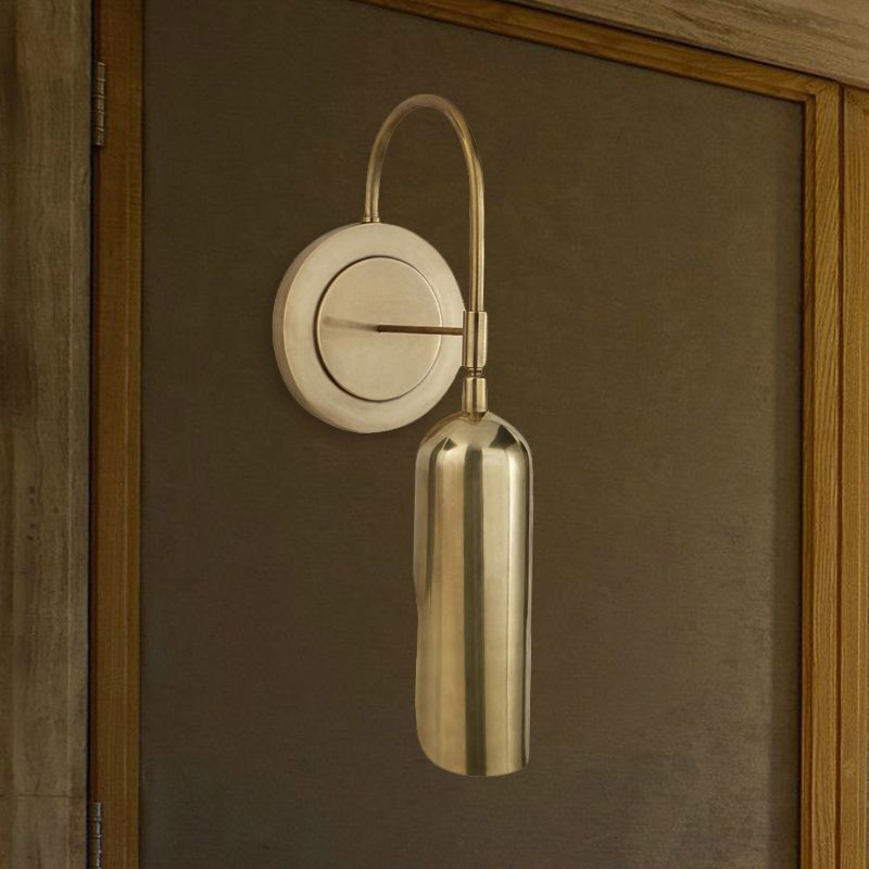 Lámpara de pared de tubo de metal Colonial 1 Luz de la sala Liver pared Flexión de iluminación en oro