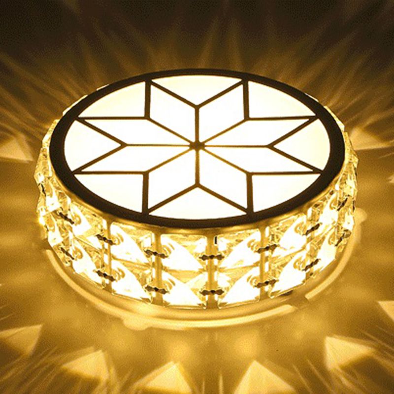 Circle Flush Mount Ceiling Lighting Fixture Modern LED Crystal Flush Mount Light