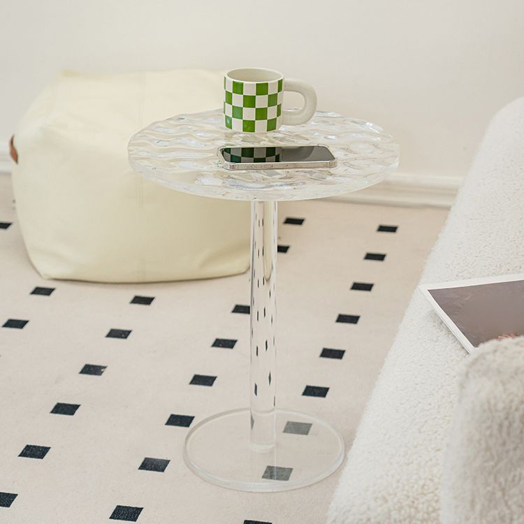 Pedestal 20" Tall End Table Round Clear Acrylic Sofa Side Accent Table