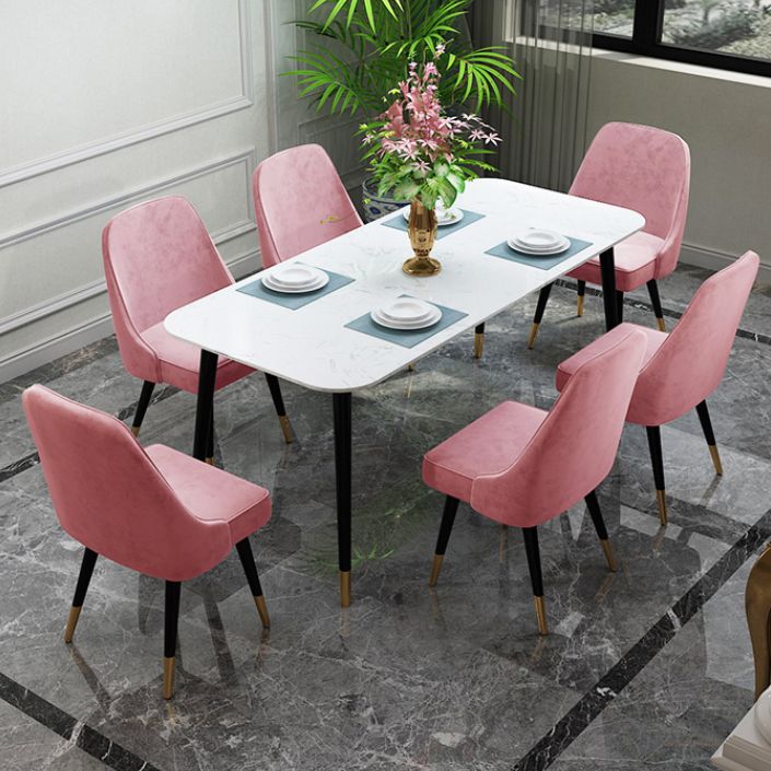 Contemporary Dining Table Set 1/2/7 Pieces Indoor Stone and Iron Dinette Set