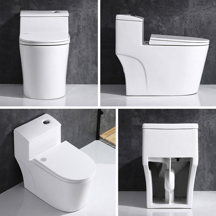 Traditional One Piece Toilet Floor Mounted White Toilet Bowl with Seat for Washroom