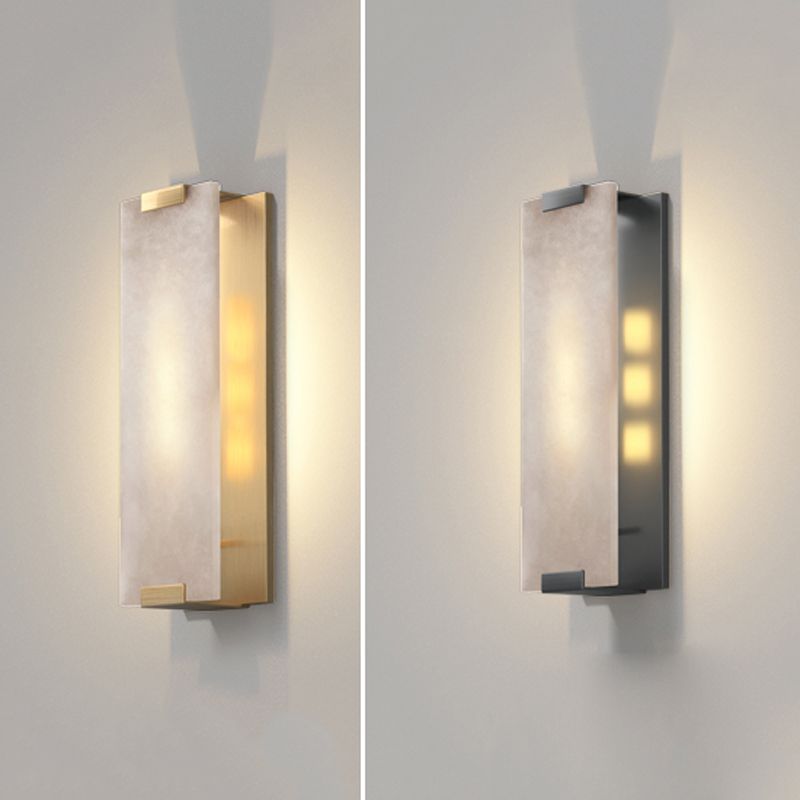 Post Modern LED Wall Sconce in Gold / Bronze Stainless Steel and Marble Wall Light
