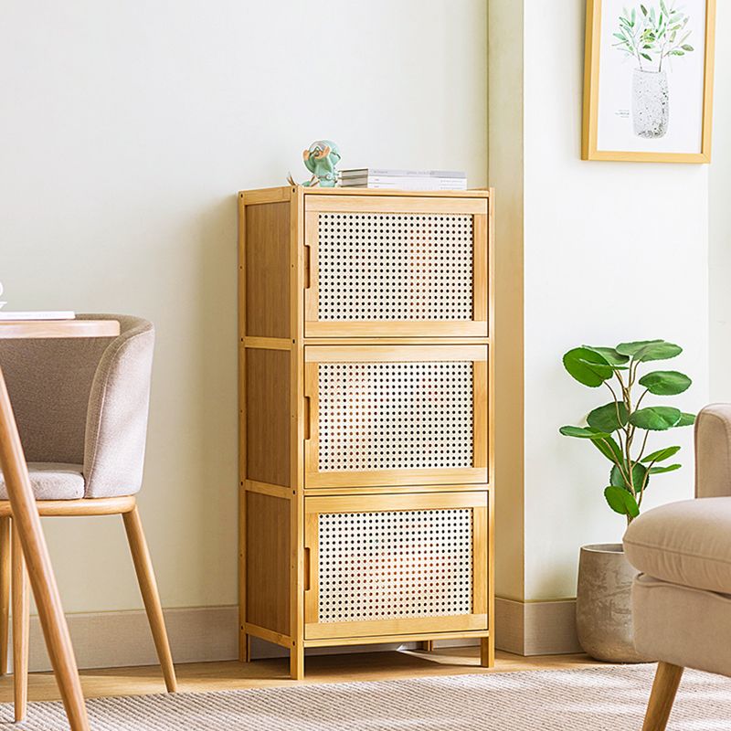 Scandinavian Accent Cabinet with Grooves Doors and Straight Legs