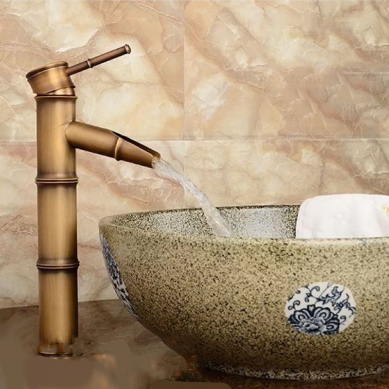 Country Style Vessel Bathroom Faucet Brass Lever Handle Vanity Sink Faucet