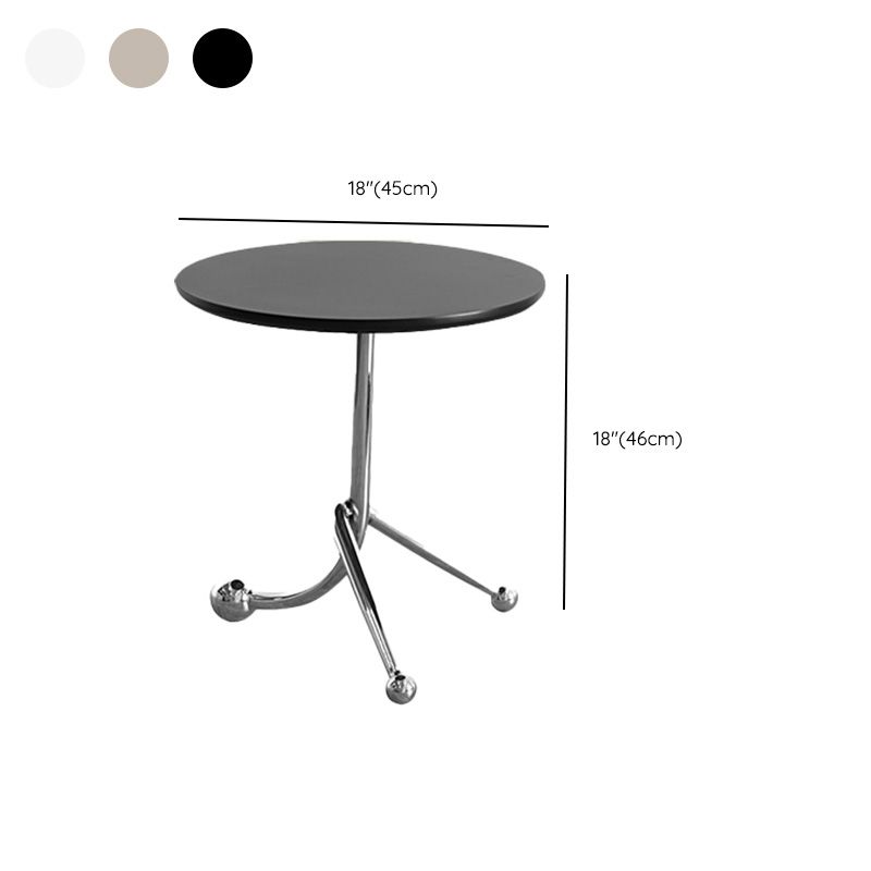 Pedestal Silver Base End Table with Round Top Sofa Side Accent Table