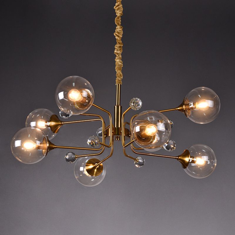 Modern Chandelier Metal Globe-Shaped Chandelier with Shade for Dining Room