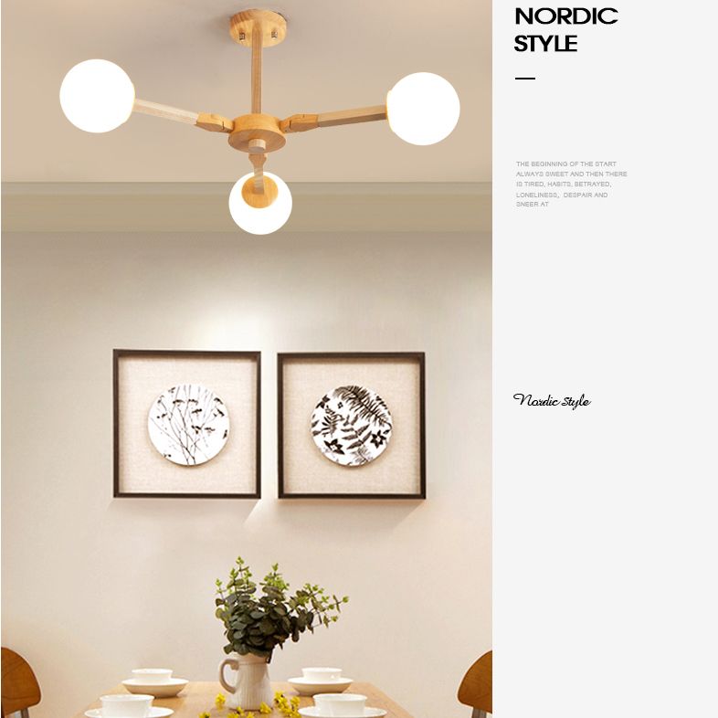 Holzkugel geformt Kronleuchter Anhänger Leicht moderne Deckenheizlicht in Holz