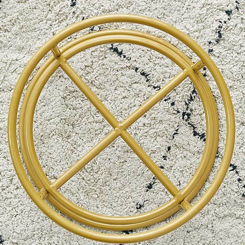 Luxury Ottoman Velvet Upholstered Solid Color Round Ottoman with Metal Legs