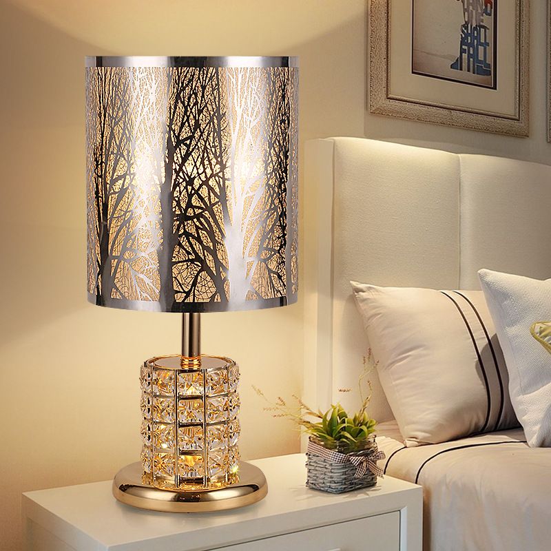Crystal Gold Night Light Fleur / Arbre Single Light Tradition Table table de nuit pour chambre à coucher