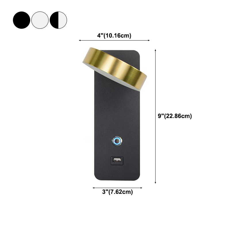 Rotatable Touch Dimming Wall Lamp Nordic Bedside LED Reading Wall Light with USB Port