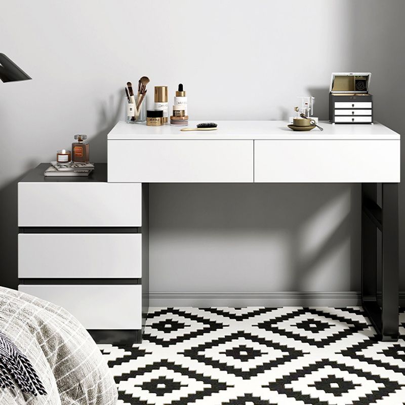 Modern Wooden Vanity Desk in White Modern with Drawers Dressing Table