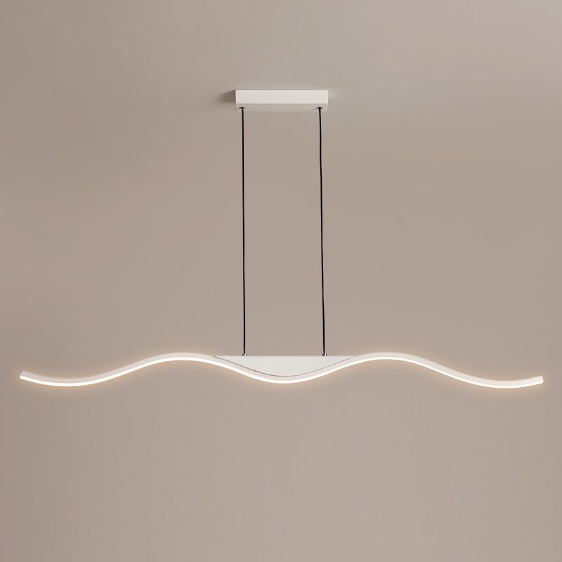 White Single Modernism Kitchen Island Lighting Unique Metallic Ceiling Light