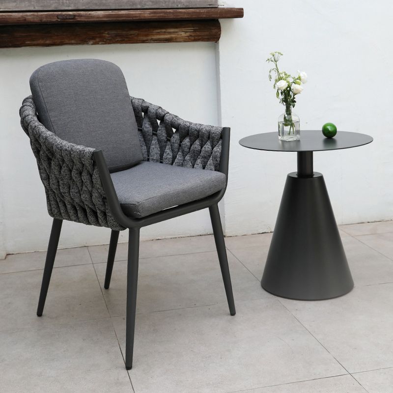 Tropical Faux Rattan Outdoor Chair with Removable Cushion and Arm