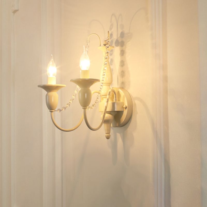 Candle Shape Crystal Wall Sconces Modern 1/2-Light Wall Mount Light Fixture in White