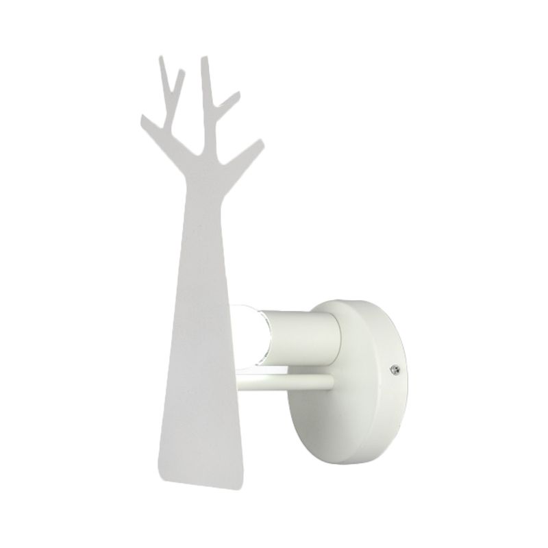 Silhoueta de árbol nórdico Luz de pared de hierro 1 accesorio de iluminación de apliques de cabeza en verde/blanco/gris para dormitorio