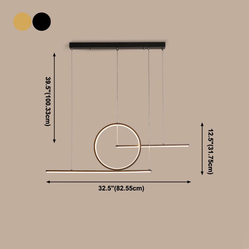 3 Light Linear Island Lights Contemporary Metal Island Light Fixture for Kitchen