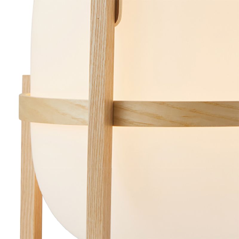 Modern Wooden Table Light 1-Light Bedroom Nightstand Lamp with Globe Glass Shade