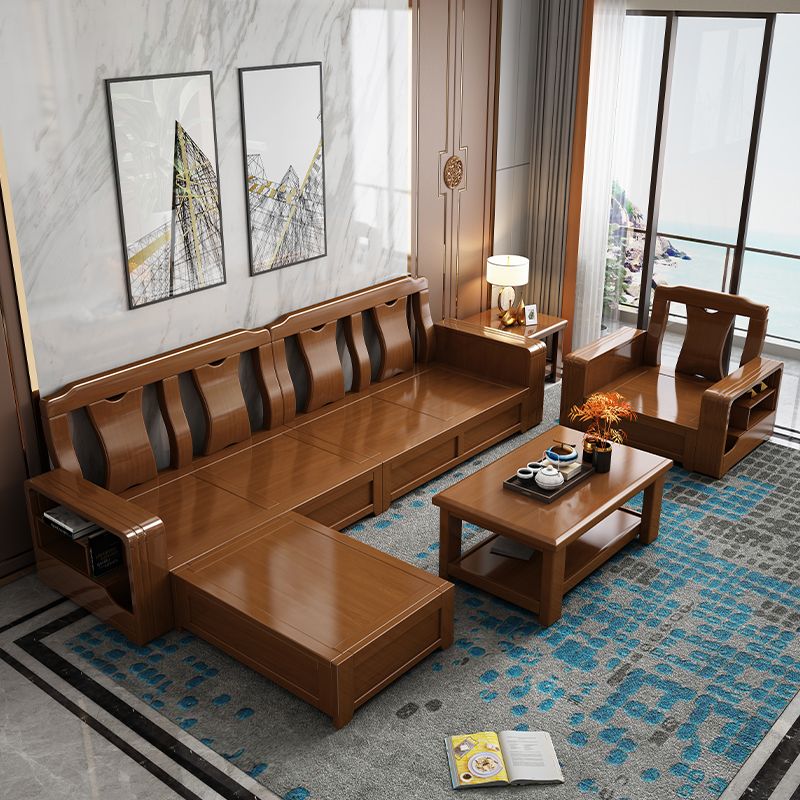 68"W Contemporary Sectional Sofa Fabric Sectional with Bostol Pillows