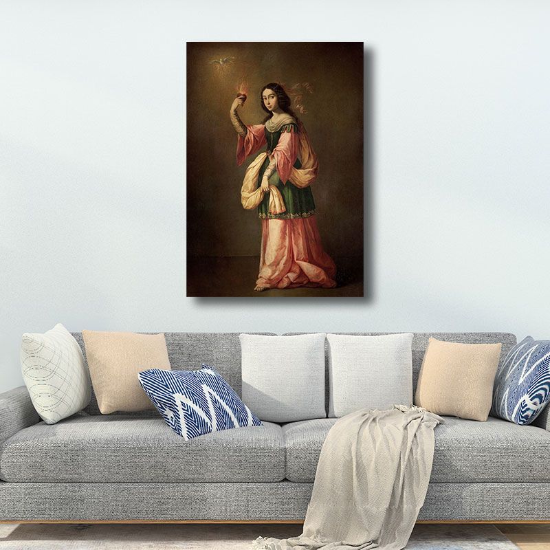 Retro Allegory of Charity Painting Brown Textured Wall Art Print for House Interior