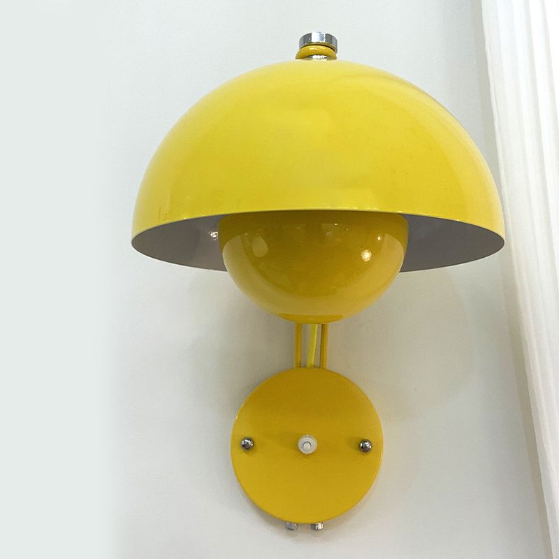1-Light Wall Lamp Macaron Style Wall Mount Lamp with Metal Shade for Aisle