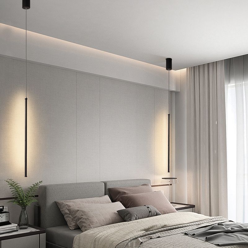 Moderner Stil Linearer Schatten hängend leichter Metall 1-Licht-Hanglampe für Wohnzimmer