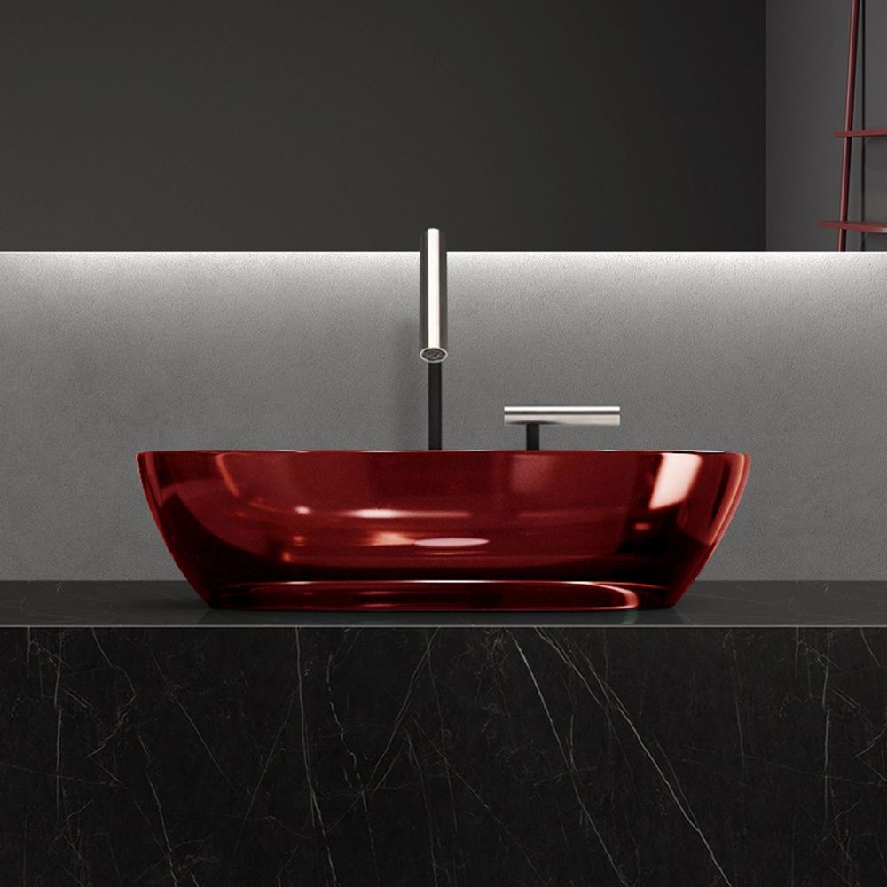 Modern Vessel Bathroom Sink Oval Resin Vessel Lavatory Sink(Not Including Faucet)
