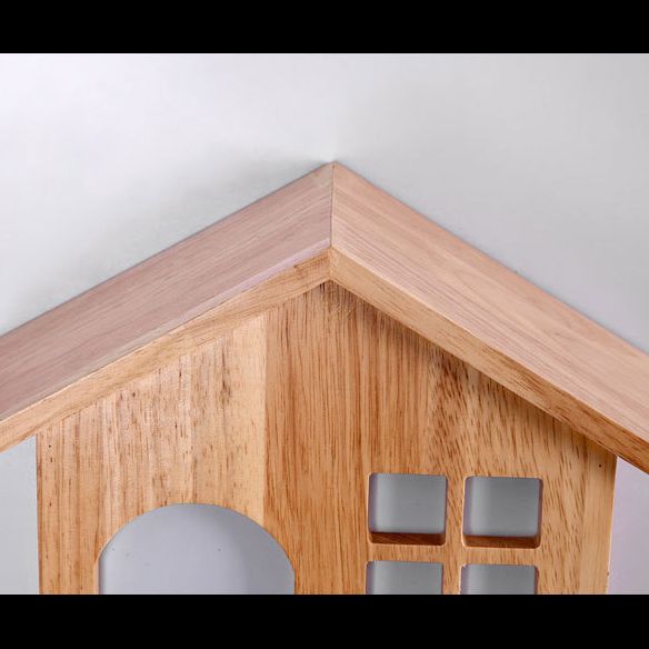 Wooden House-Shape Wall Light Fixture Modern LED Wood Wall Mounted Light Fixture
