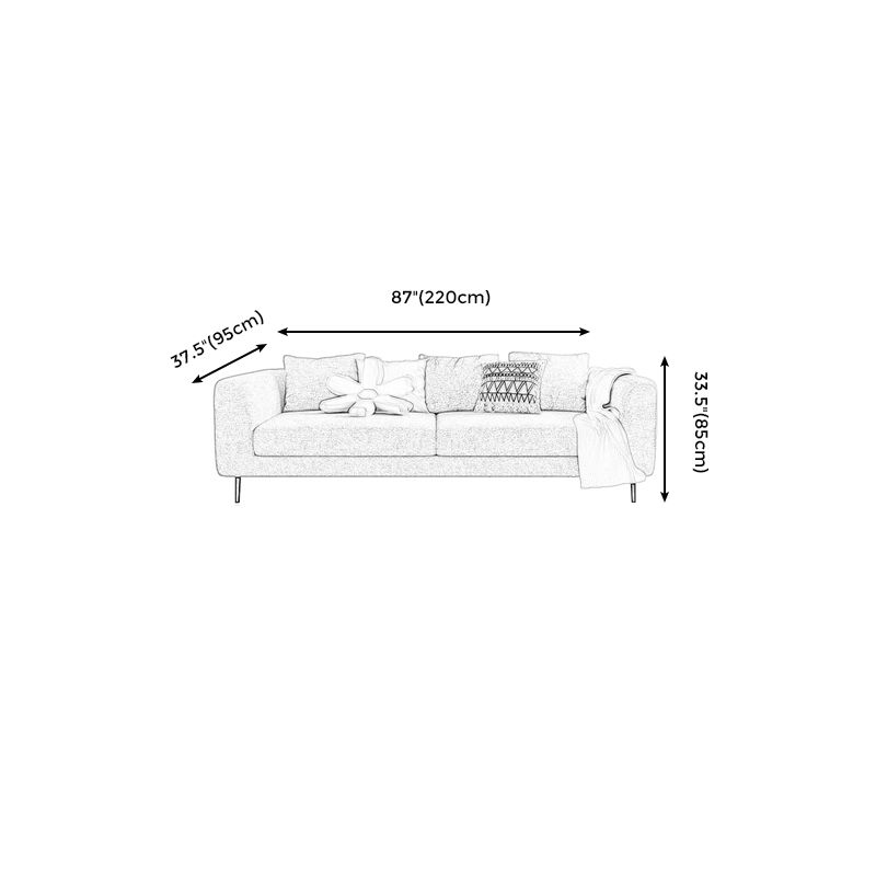 Modern Cotton Square Arm Sofa Pillow Back Settee for Living Room