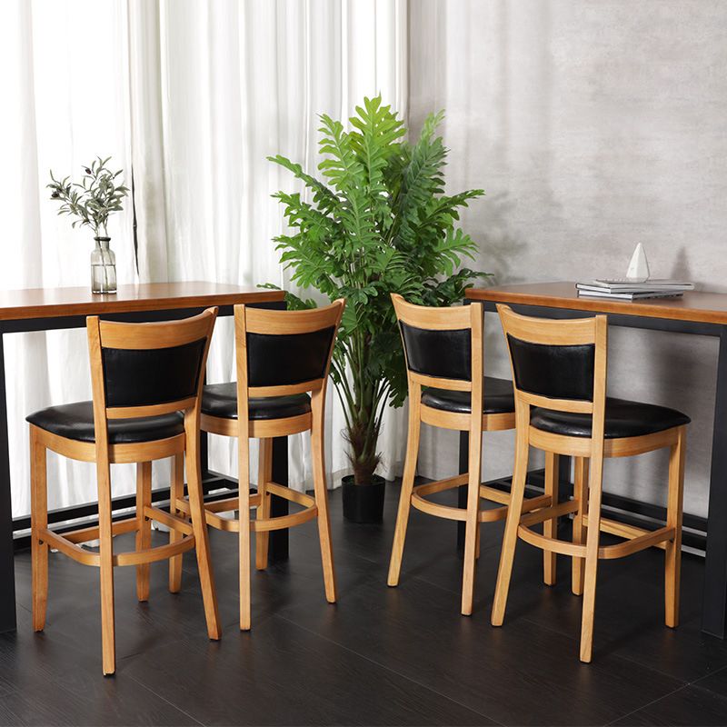 Industrial Solid Wood Counter Stool Faux Leather Counter Height Stools for Home Use